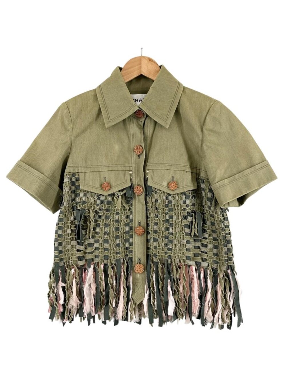 Chanel AW Military Jacket Cotton Khaki Coco Buttons 36